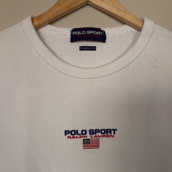 Vintage 90s Polo Sport Polo by Ralph Lauren Mens White T-Shirt rare Polo Sport M - Picture 3 of 7